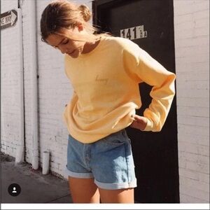 Brandy Melville Yellow 'Honey' Crewneck Sweatshirt